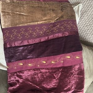 Milli home by Marsha cutler red velvet and gold throw/ tablecloth